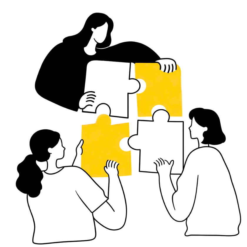 Illustration einer unterstützenden Zusammenarbeit für das Mädchentreffen